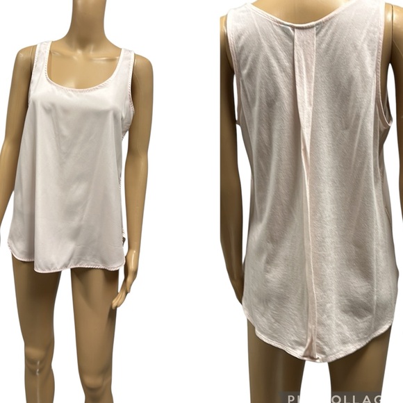 Banana Republic Light Pink Blouse Front Tee Back Sleeveless Tank Womens Medium - Picture 4 of 9